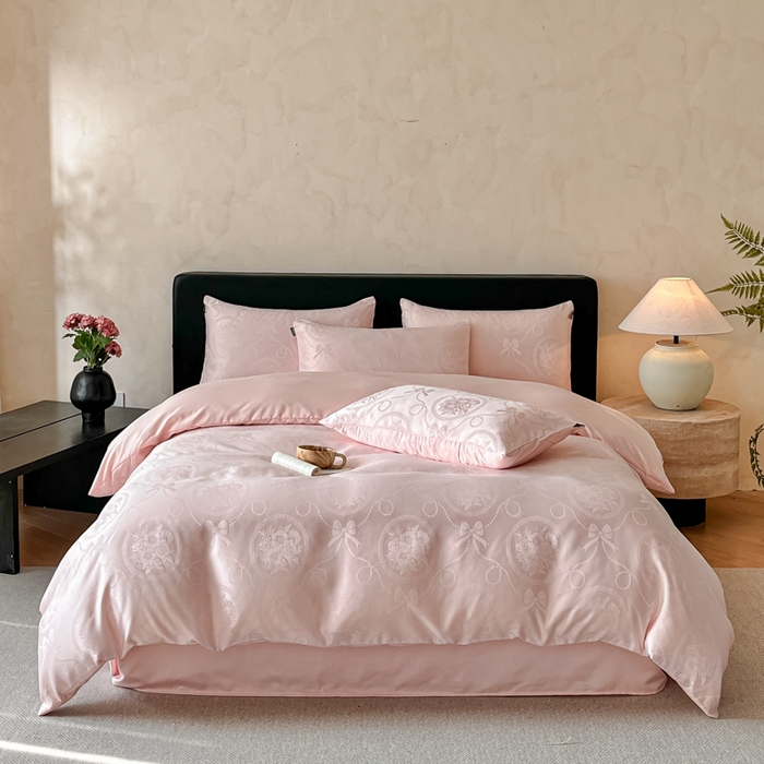 91家纺网 家纺一手货源 找家纺 （总）米彩家纺 2026新款A类水洗真丝天丝亮丝提花四件套