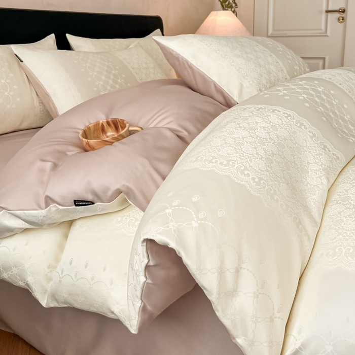 91家纺网 家纺一手货源 找家纺 （总）米彩家纺 2026新款A类水洗真丝天丝亮丝提花四件套