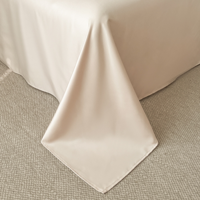 91家纺网 家纺一手货源 找家纺 米彩家纺 2026新款A类水洗真丝天丝亮丝提花四件套 浮生若梦香槟