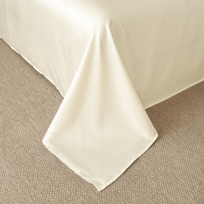 91家纺网 家纺一手货源 找家纺 米彩家纺 2026新款A类水洗真丝天丝亮丝提花四件套 秘境奶昔白