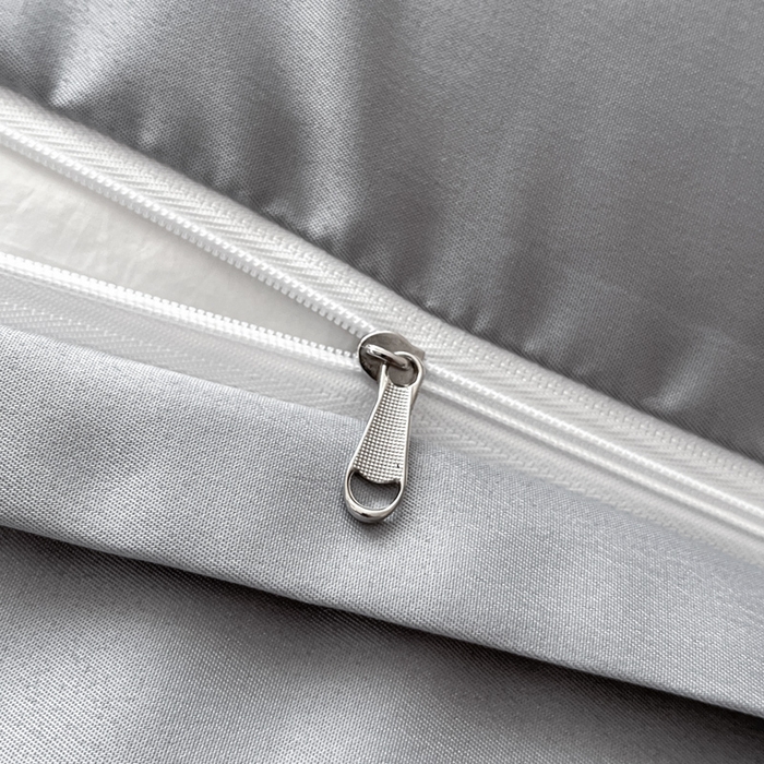 91家纺网 家纺一手货源 找家纺 米彩家纺 2026新款A类水洗真丝天丝亮丝提花四件套 浮生若梦浅灰