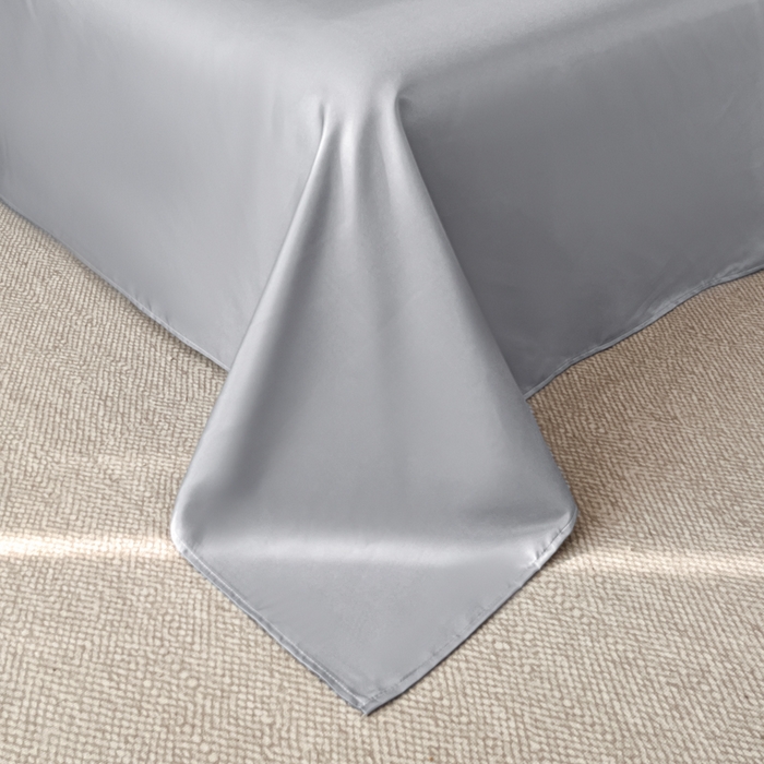 91家纺网 家纺一手货源 找家纺 米彩家纺 2026新款A类水洗真丝天丝亮丝提花四件套 浮生若梦浅灰