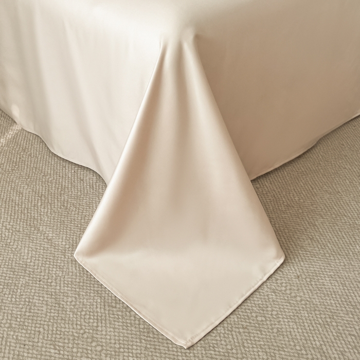 91家纺网 家纺一手货源 找家纺 米彩家纺 2026新款A类水洗真丝天丝亮丝提花四件套 叶影香槟