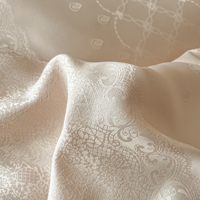 91家纺网 家纺一手货源 找家纺 米彩家纺 2026新款A类水洗真丝天丝亮丝提花四件套 浮生若梦香槟