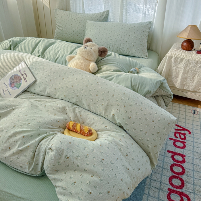 91家纺网 家纺一手货源 找家纺 （总）温眠家纺 2026新款云感针织提花双层纱四件套