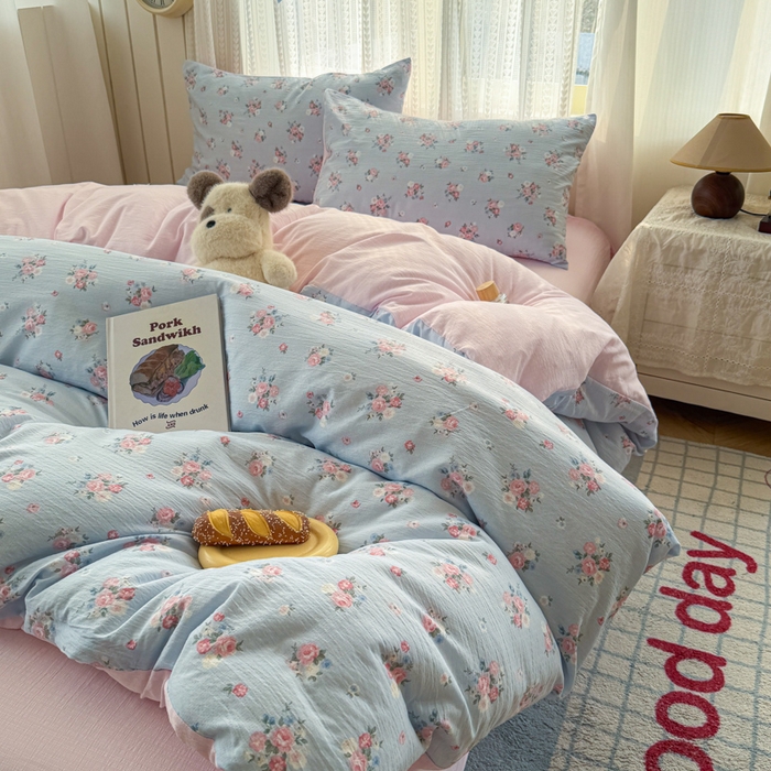 91家纺网 家纺一手货源 找家纺 （总）温眠家纺 2026新款云感针织提花双层纱四件套