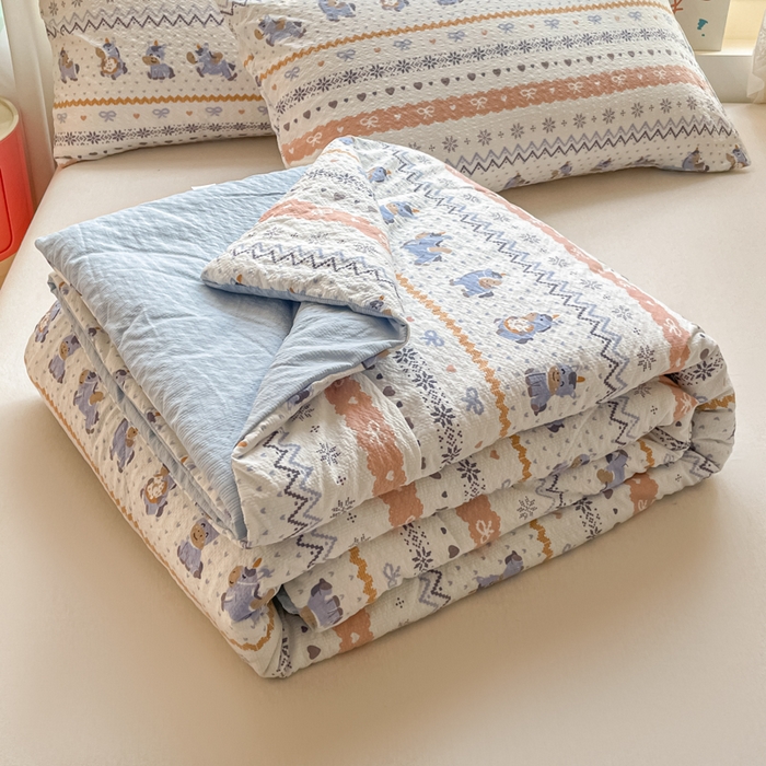 91家纺网 家纺一手货源 找家纺 （总）老帅的工厂店 2026新款A类泡芙棉大豆夏被-费尔岛系列