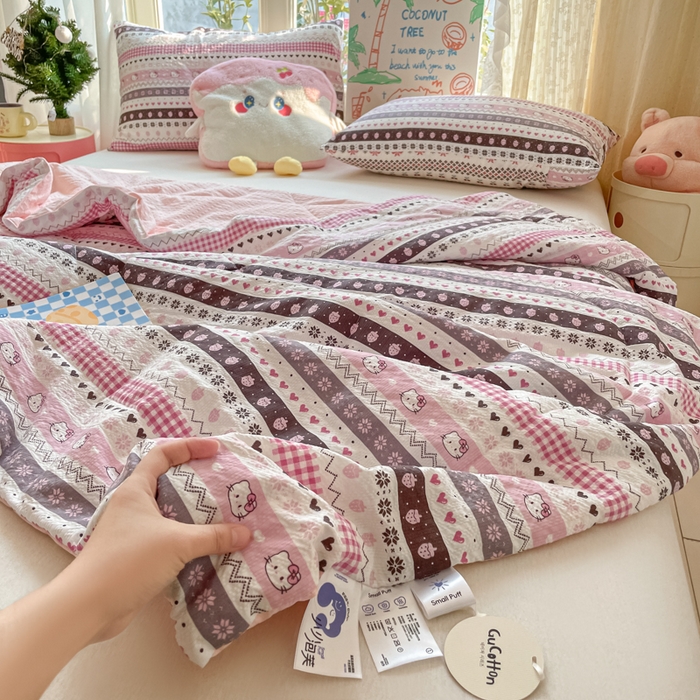 91家纺网 家纺一手货源 找家纺 老帅的工厂店 2026新款A类泡芙棉大豆夏被-费尔岛系列 甜心