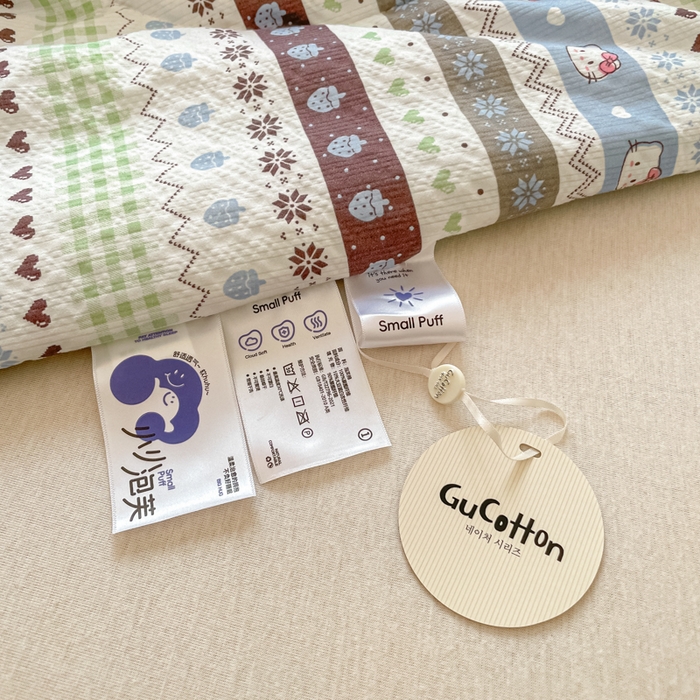 91家纺网 家纺一手货源 找家纺 老帅的工厂店 2026新款A类泡芙棉大豆夏被-费尔岛系列 雪花Kitty