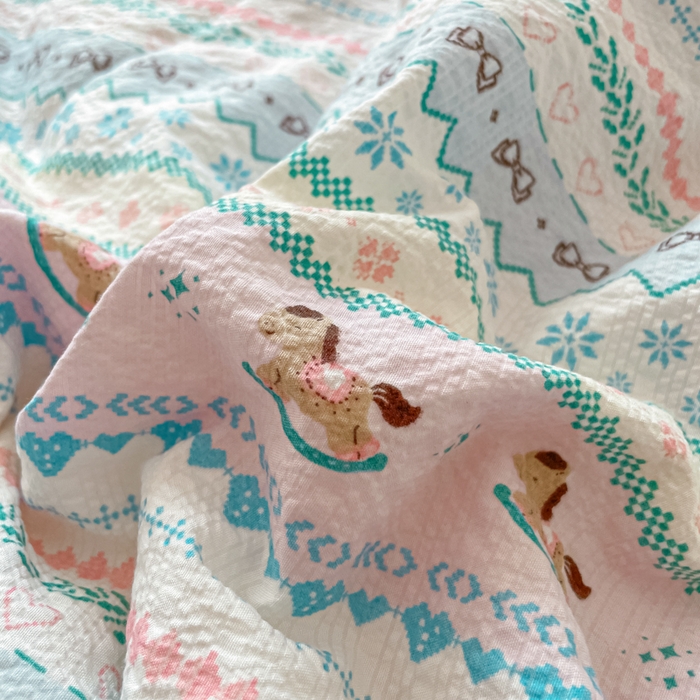 91家纺网 家纺一手货源 找家纺 老帅的工厂店 2026新款A类泡芙棉大豆夏被-费尔岛系列 木马集