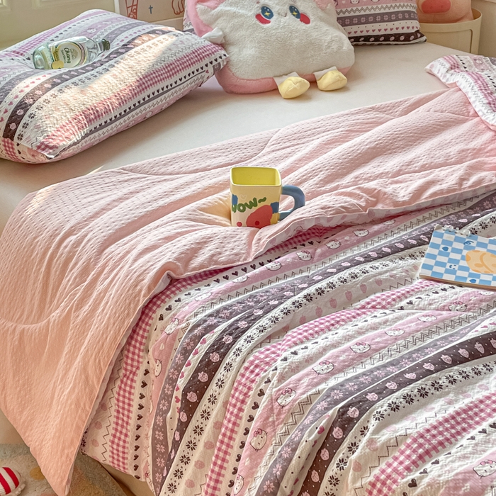 91家纺网 家纺一手货源 找家纺 老帅的工厂店 2026新款A类泡芙棉大豆夏被-费尔岛系列 甜心