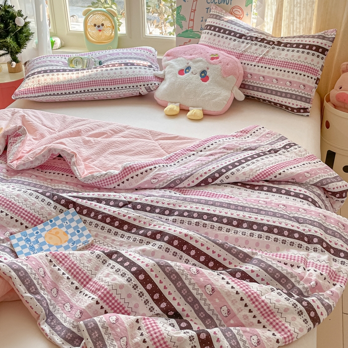 91家纺网 家纺一手货源 找家纺 老帅的工厂店 2026新款A类泡芙棉大豆夏被-费尔岛系列 甜心