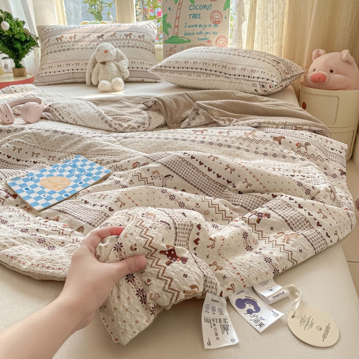 91家纺网 家纺一手货源 找家纺 老帅的工厂店 2026新款A类泡芙棉大豆夏被-费尔岛系列 费尔岛小马