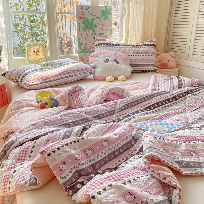 91家纺网 家纺一手货源 找家纺 老帅的工厂店 2026新款A类泡芙棉大豆夏被-费尔岛系列 甜心