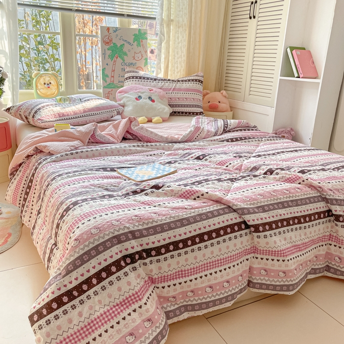 91家纺网 家纺一手货源 找家纺 老帅的工厂店 2026新款A类泡芙棉大豆夏被-费尔岛系列 甜心