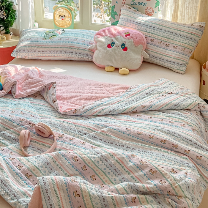 91家纺网 家纺一手货源 找家纺 老帅的工厂店 2026新款A类泡芙棉大豆夏被-费尔岛系列 木马集