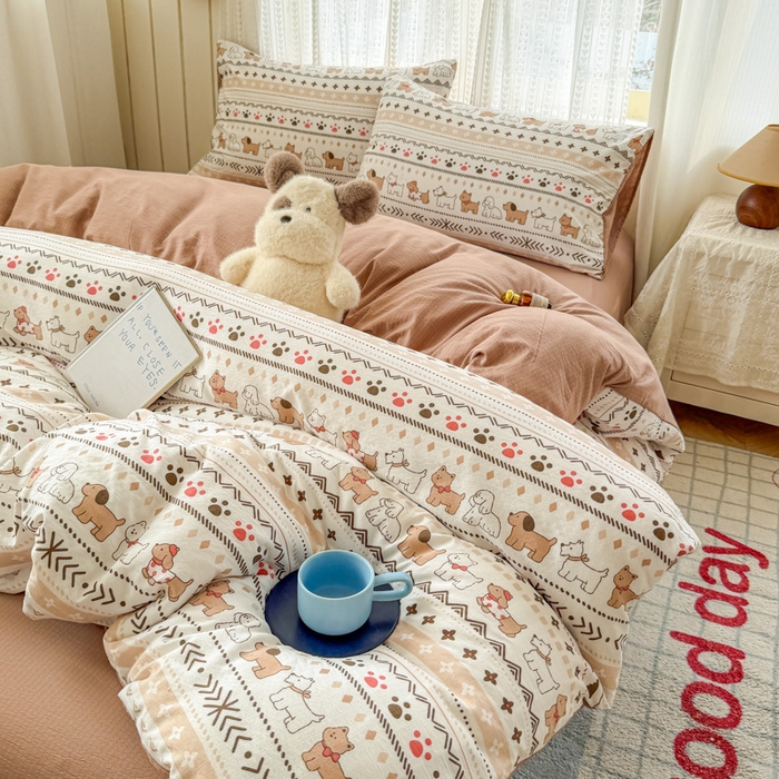 91家纺网 家纺一手货源 找家纺 （总）温眠家纺 2026新款云感针织提花双层纱四件套