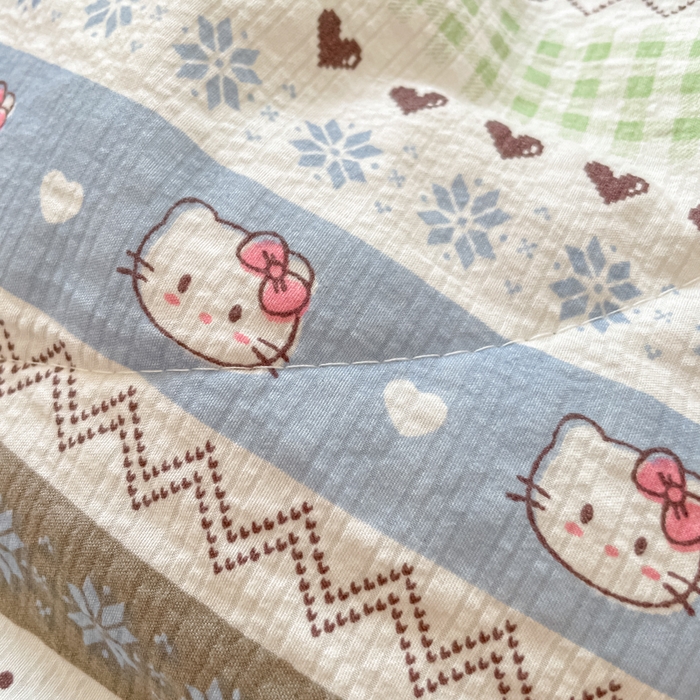 91家纺网 家纺一手货源 找家纺 老帅的工厂店 2026新款A类泡芙棉大豆夏被-费尔岛系列 雪花Kitty