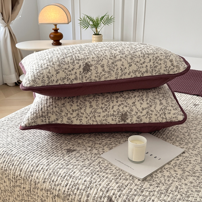 91家纺网 家纺一手货源 找家纺 卢赛尔 2026新款木棉床盖三件套四件套软床垫-四季款 夕颜