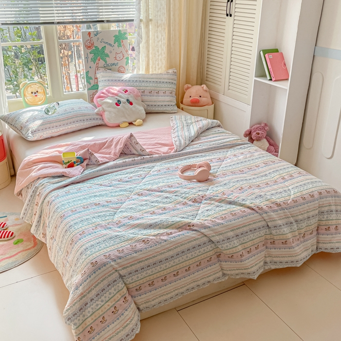 91家纺网 家纺一手货源 找家纺 老帅的工厂店 2026新款A类泡芙棉大豆夏被-费尔岛系列 木马集