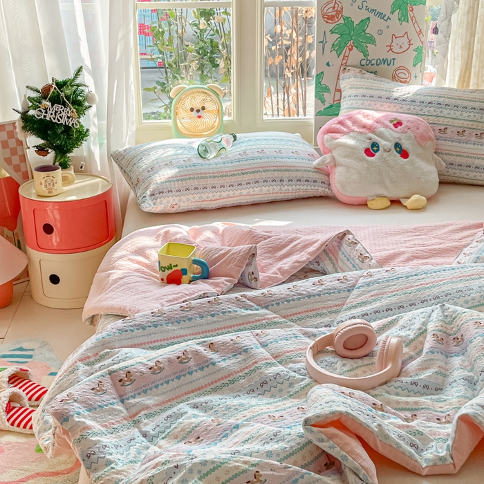 91家纺网 家纺一手货源 找家纺 老帅的工厂店 2026新款A类泡芙棉大豆夏被-费尔岛系列 木马集