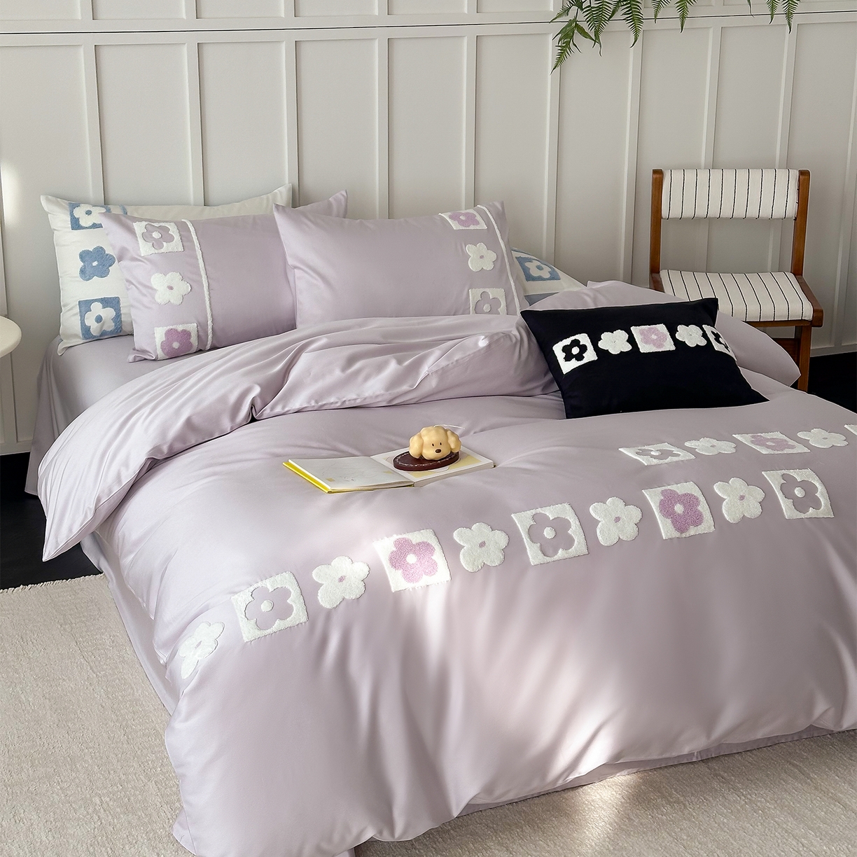 91家纺网 家纺一手货源 找家纺 （总）极简 2026新款100S长绒棉全棉纯棉毛巾绣四件套-甜美小花