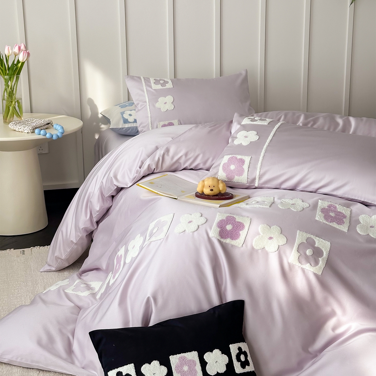 91家纺网 家纺一手货源 找家纺 （总）极简 2026新款100S长绒棉全棉纯棉毛巾绣四件套-甜美小花