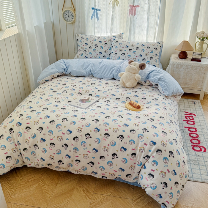 91家纺网 家纺一手货源 找家纺 温眠家纺 2026新款云感针织提花双层纱四件套 百变叮当