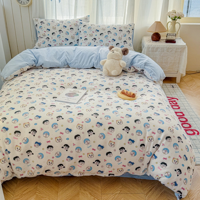 91家纺网 家纺一手货源 找家纺 温眠家纺 2026新款云感针织提花双层纱四件套 百变叮当