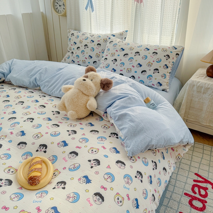 91家纺网 家纺一手货源 找家纺 温眠家纺 2026新款云感针织提花双层纱四件套 百变叮当