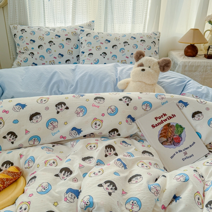 91家纺网 家纺一手货源 找家纺 温眠家纺 2026新款云感针织提花双层纱四件套 百变叮当