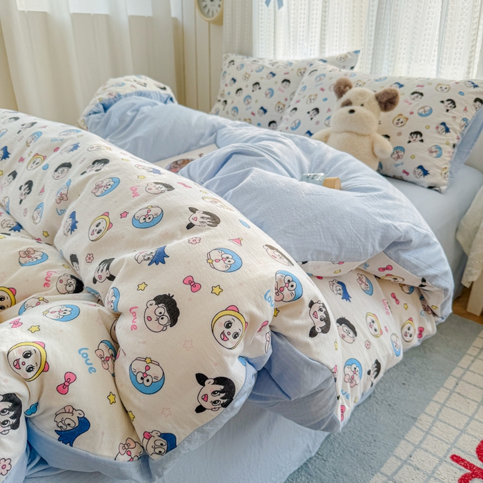 91家纺网 家纺一手货源 找家纺 温眠家纺 2026新款云感针织提花双层纱四件套 百变叮当