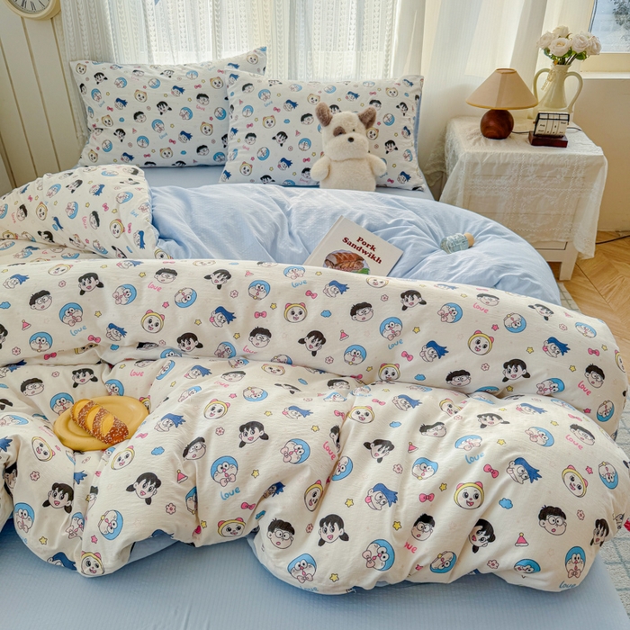 91家纺网 家纺一手货源 找家纺 温眠家纺 2026新款云感针织提花双层纱四件套 百变叮当