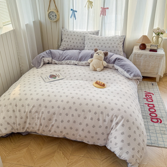 91家纺网 家纺一手货源 找家纺 温眠家纺 2026新款云感针织提花双层纱四件套 草木诗