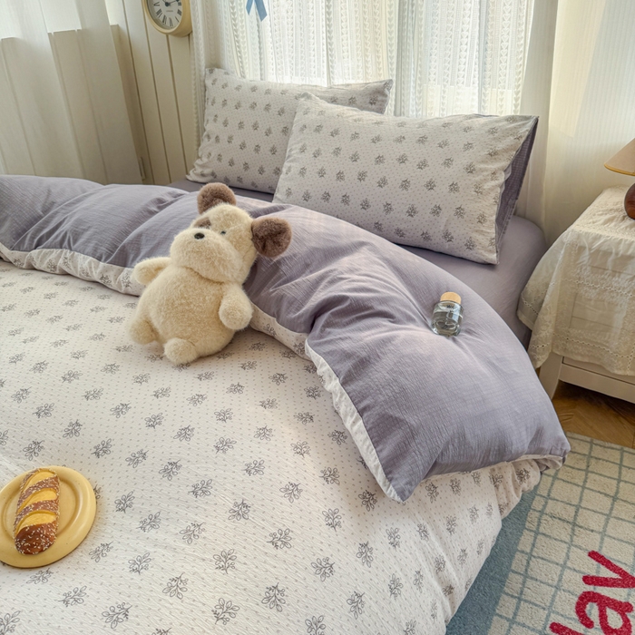 91家纺网 家纺一手货源 找家纺 温眠家纺 2026新款云感针织提花双层纱四件套 草木诗