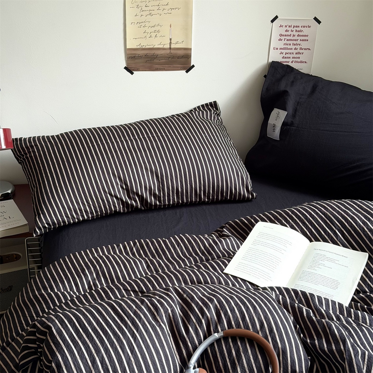 91家纺网 家纺一手货源 找家纺 （总）拾一 2026新款条纹简约中古木棉水洗棉四件套