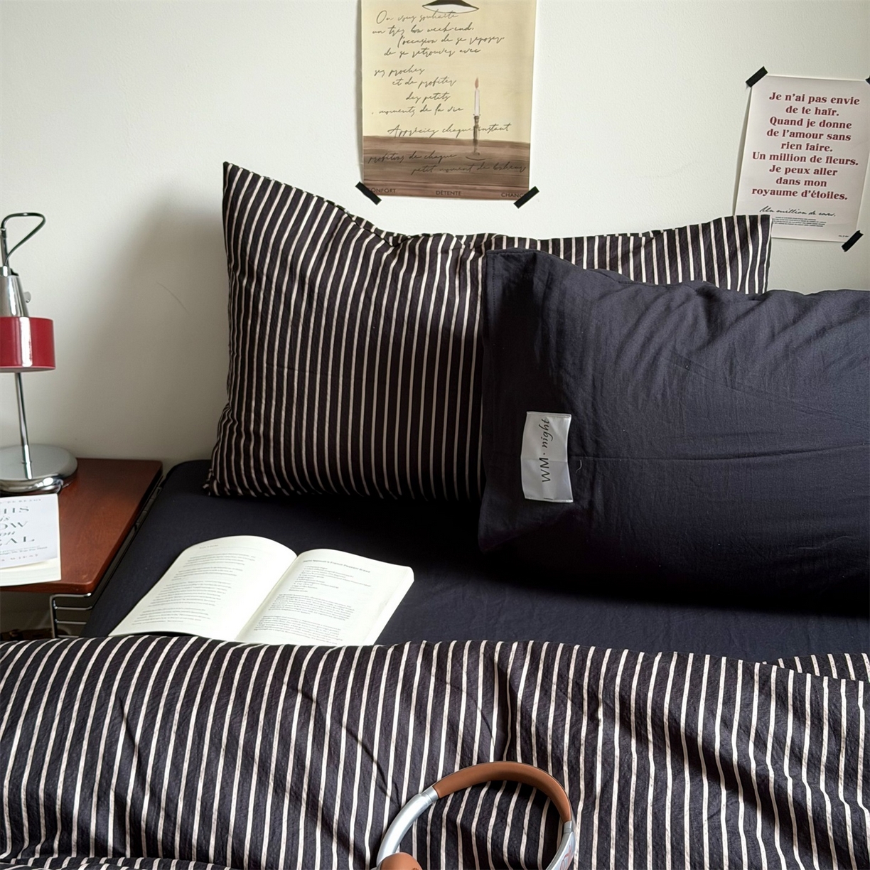 91家纺网 家纺一手货源 找家纺 （总）拾一 2026新款条纹简约中古木棉水洗棉四件套