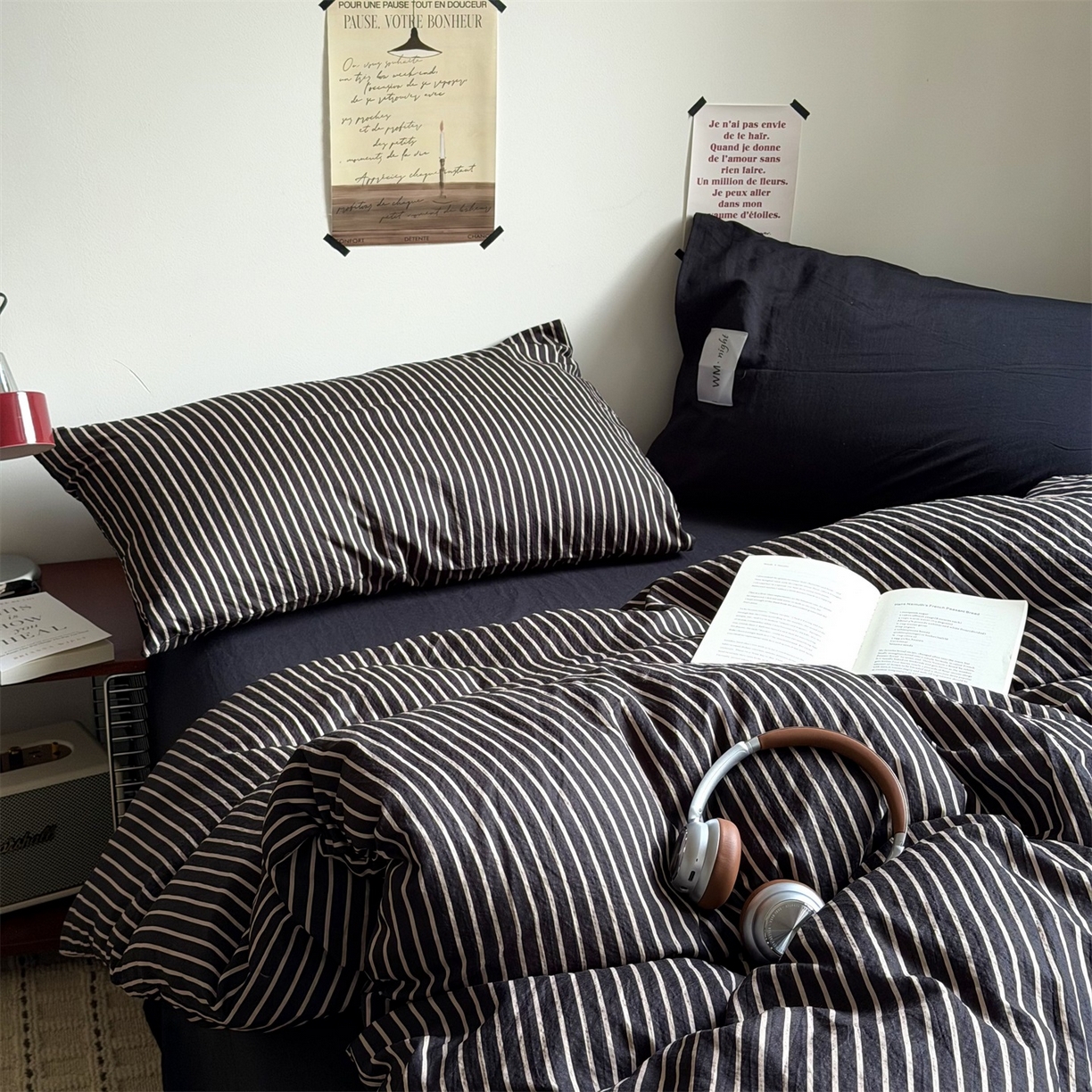 91家纺网 家纺一手货源 找家纺 （总）拾一 2026新款条纹简约中古木棉水洗棉四件套