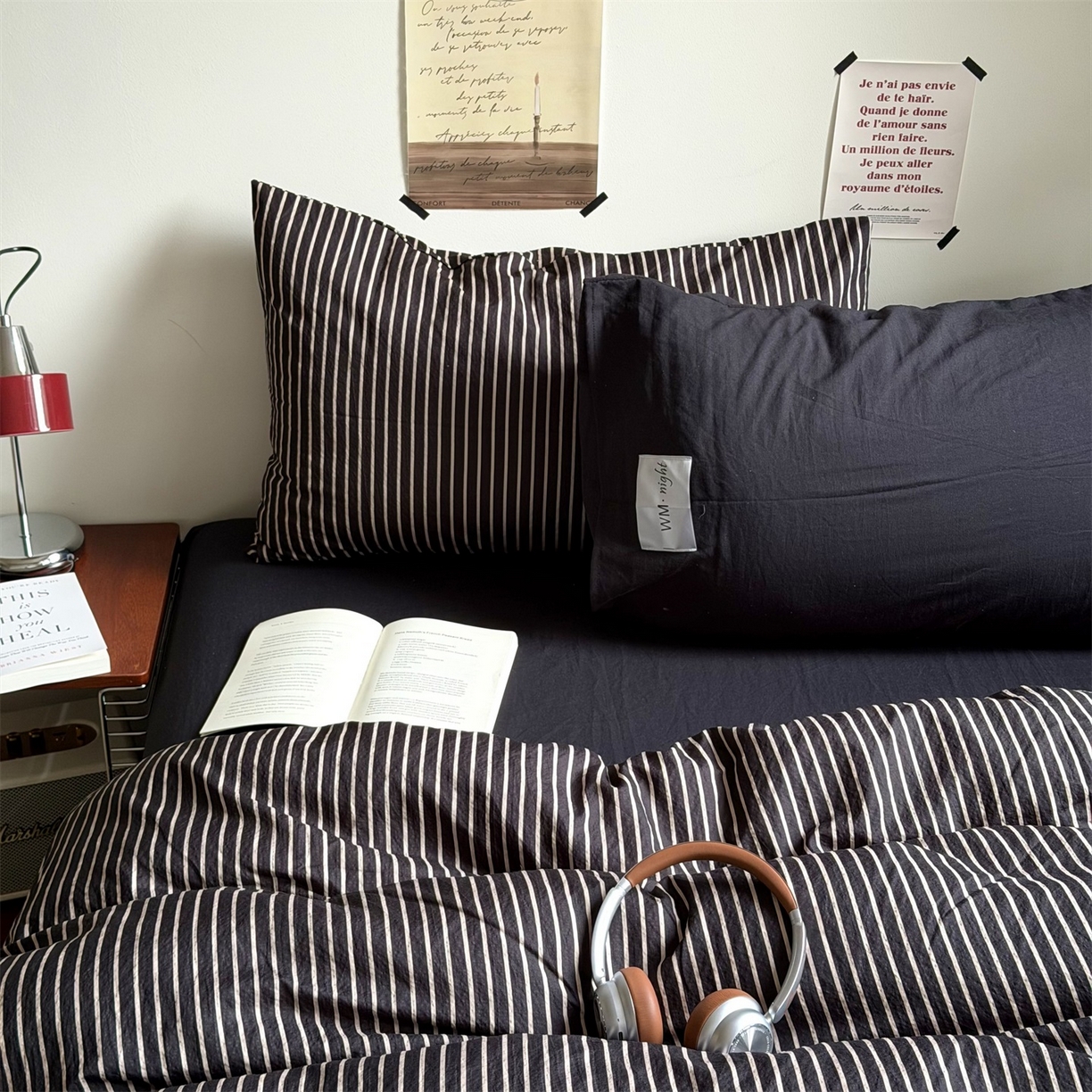 91家纺网 家纺一手货源 找家纺 （总）拾一 2026新款条纹简约中古木棉水洗棉四件套