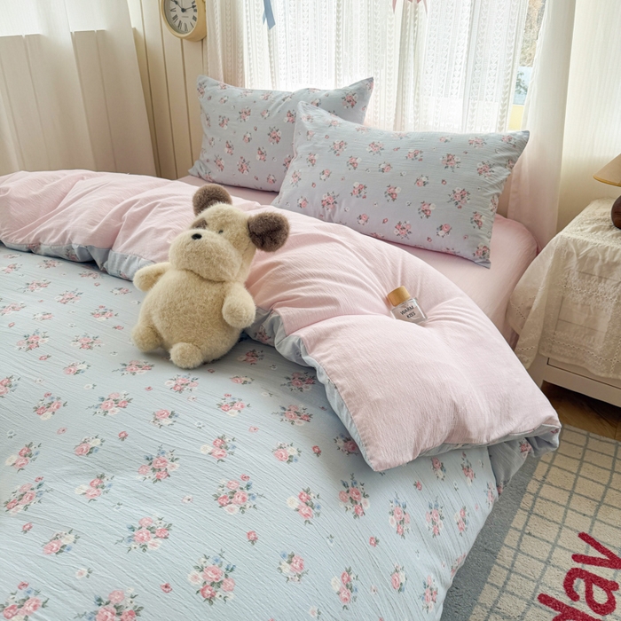 91家纺网 家纺一手货源 找家纺 温眠家纺 2026新款云感针织提花双层纱四件套 兰亭