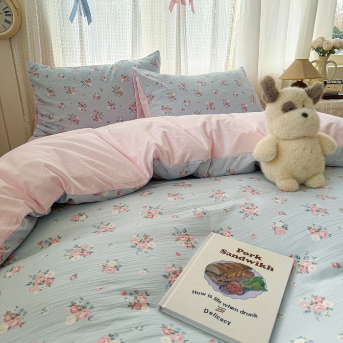 91家纺网 家纺一手货源 找家纺 温眠家纺 2026新款云感针织提花双层纱四件套 兰亭