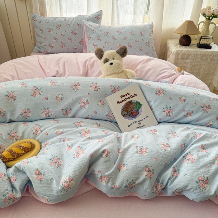 91家纺网 家纺一手货源 找家纺 温眠家纺 2026新款云感针织提花双层纱四件套 兰亭