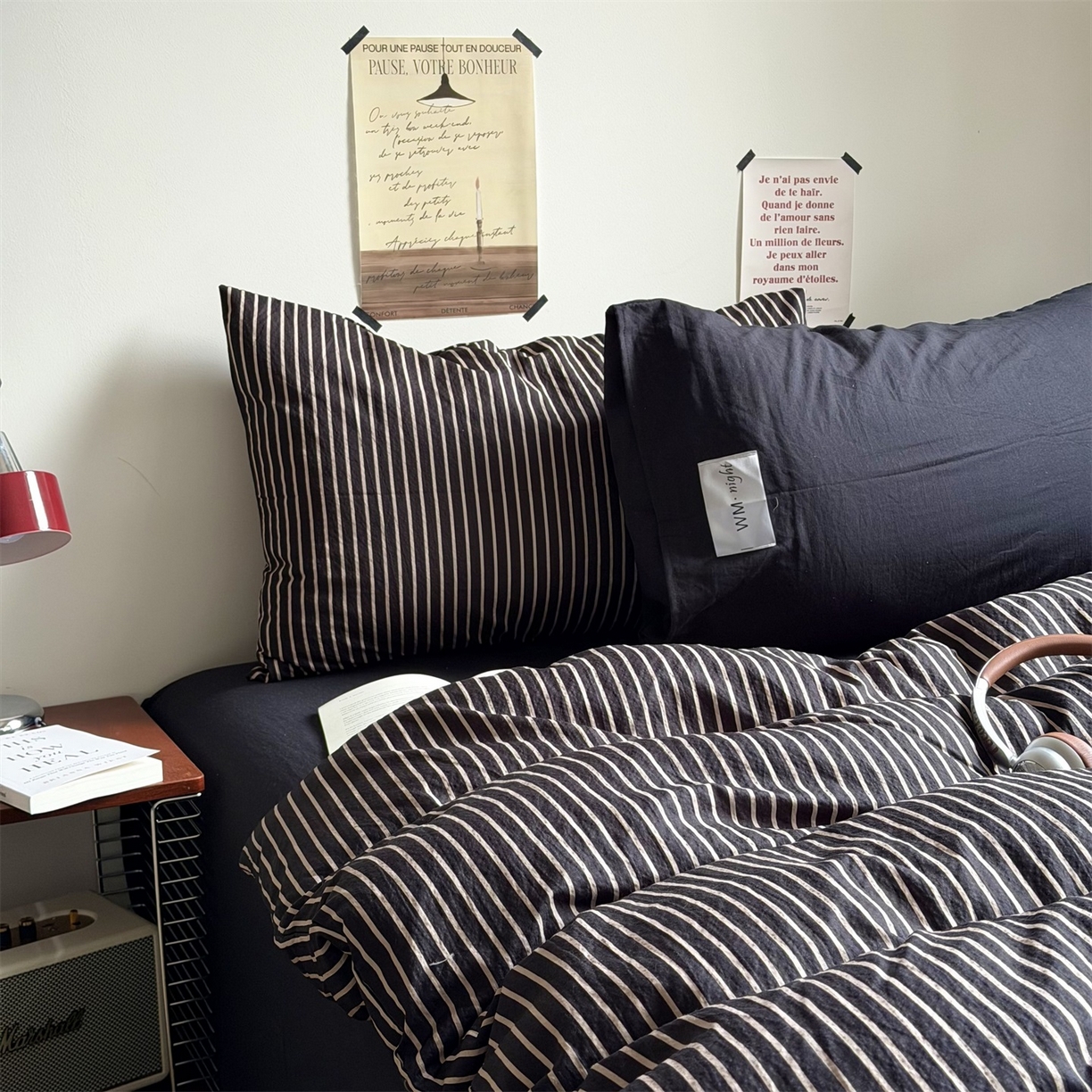 91家纺网 家纺一手货源 找家纺 （总）拾一 2026新款条纹简约中古木棉水洗棉四件套