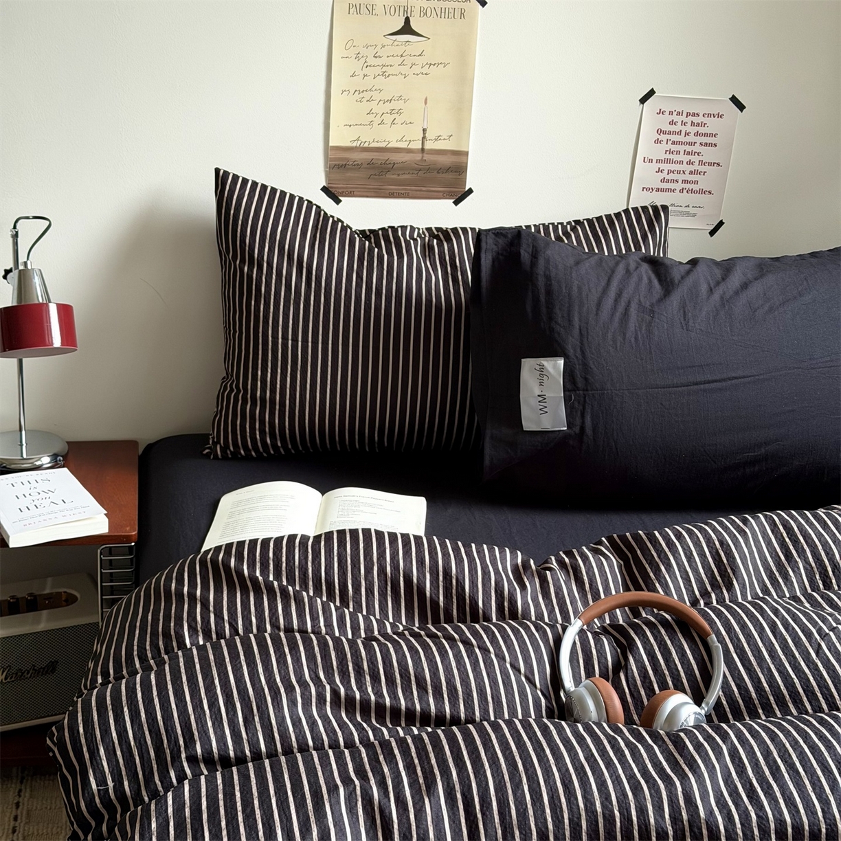 91家纺网 家纺一手货源 找家纺 （总）拾一 2026新款条纹简约中古木棉水洗棉四件套