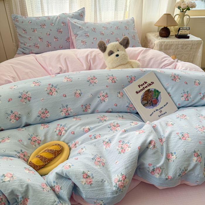 91家纺网 家纺一手货源 找家纺 温眠家纺 2026新款云感针织提花双层纱四件套 兰亭