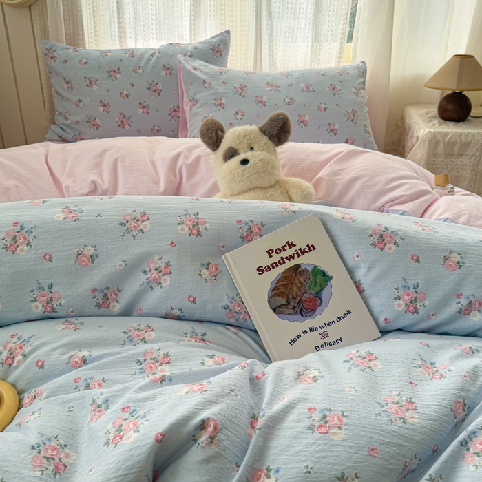 91家纺网 家纺一手货源 找家纺 温眠家纺 2026新款云感针织提花双层纱四件套 兰亭