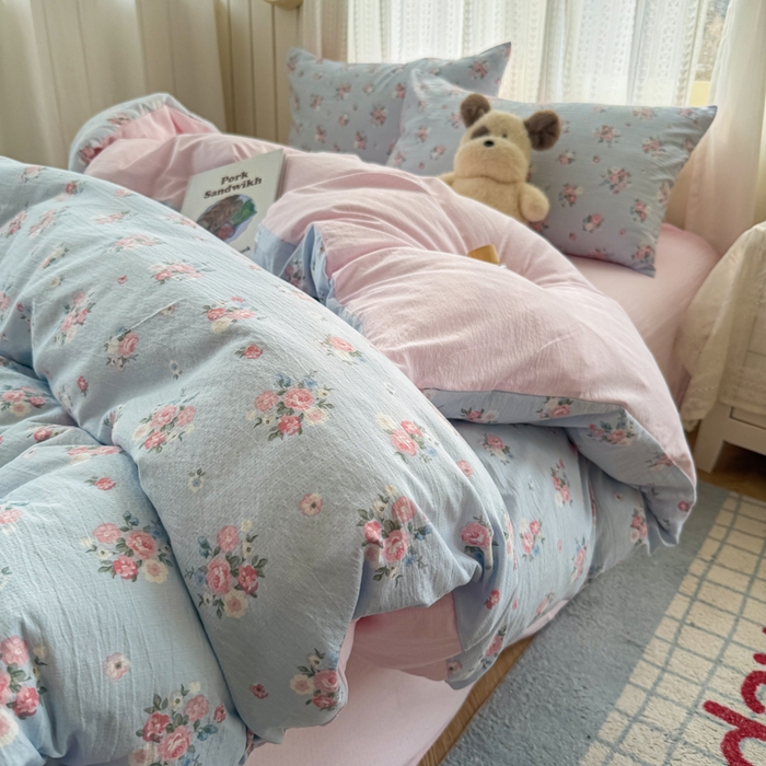 91家纺网 家纺一手货源 找家纺 温眠家纺 2026新款云感针织提花双层纱四件套 兰亭