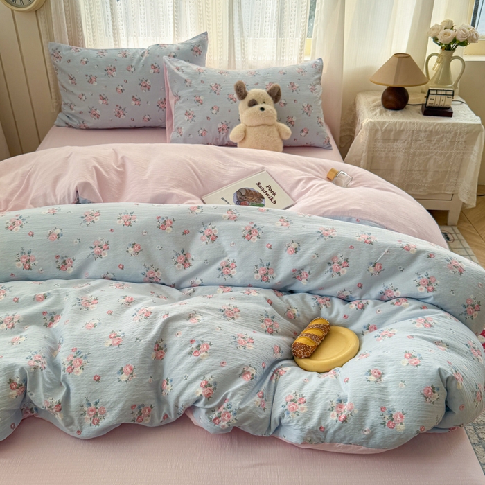 91家纺网 家纺一手货源 找家纺 温眠家纺 2026新款云感针织提花双层纱四件套 兰亭