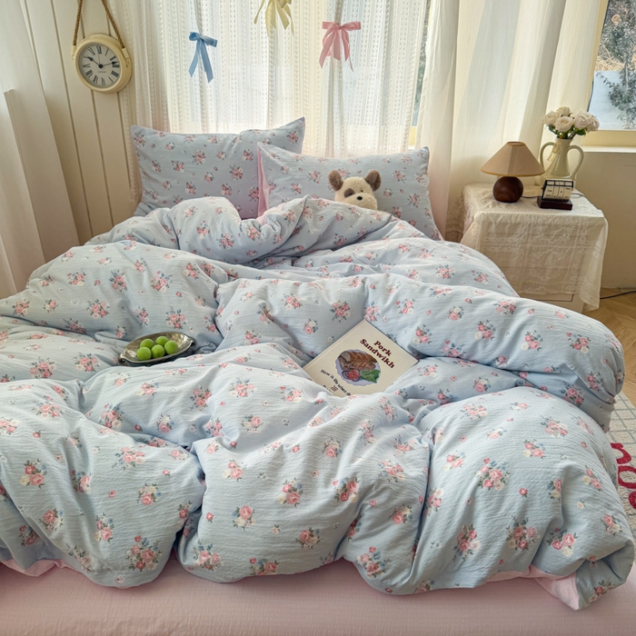 91家纺网 家纺一手货源 找家纺 温眠家纺 2026新款云感针织提花双层纱四件套 兰亭