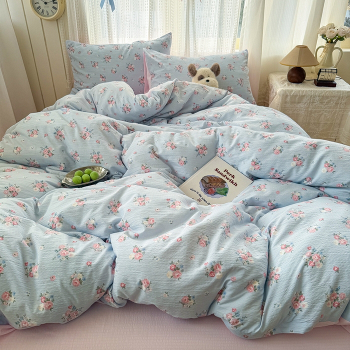 91家纺网 家纺一手货源 找家纺 温眠家纺 2026新款云感针织提花双层纱四件套 兰亭